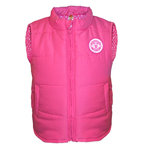 Manchester United FC Official Gift Baby Girls Padded Gilet Pink 9-12 Months