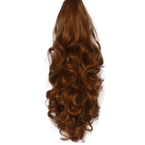 17" PONYTAIL Clip in Hair Piece CURLY Light Auburn #30Y REVERSIBLE Claw Clip