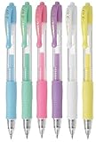Liso Blob-Free Tinta de Gel Pilot G2 07 Color Varios Pack Fino Retráctil Gel Pluma De La Tinta Bolígrafo 0.7mm Puntas Punta 0.39mm Ancho De Línea Recargable BL-G2-7 (1 De Cada Pastel - 6 Rotuladores)