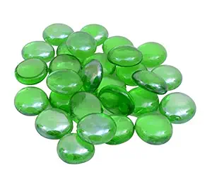 Zaktag Glass Pebbles (green colour) 1kg for Home and Aquarium Decorations