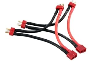 YOUME POWER Youme 2 pz Deans T Spina Connettore Serie Cavi con 12awg Filo di Silicone 1 Femmina a 2 Connettori Maschi per RC Lipo Batteria Collegamento