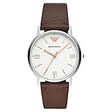 Emporio Armani Herren-Armbanduhr Analog Quarz One Size, weiß, braun