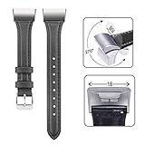 Happy Event Luxus Leder Ersatzteile Armband Gurte für Fitbit Charge 3 (Schwarz)