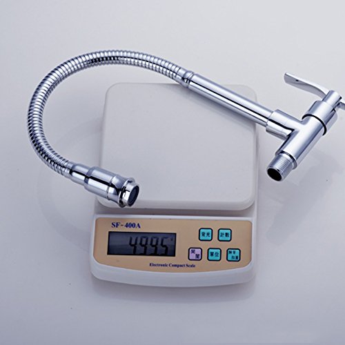 360 Grad-Schwenker-Einrohr-Hahn-Chrom-Finish Wasser-Energien-Küche-Wannen-Kaltwasserhahn Wasserhahn einzigen Handgriff der Wand befestigter - 6