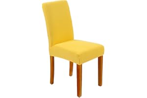 Surwin Coprisedie con Schienale 2/4/6/8 Pezzi Elasticizzato, Antimacchia Moderno Seduta Copertura della Sedia, per Cucina Sala da Pranzo Hotel Banchetto Festa Decor (Giallo,2 Pezzi)