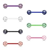 zungenpiercing essensreste Kunststoff Piercing Set Zunge PunkJewelry Piercing Zungenpiercing Barbell Bioflex Glitzer 7er Set Bioflex (Flexibler Kunststoff)