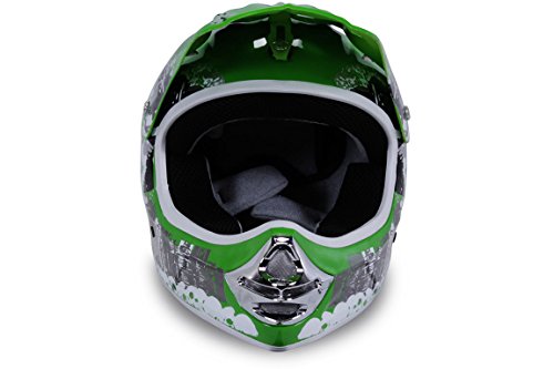 Motorradhelm Kinder Cross Helme Sturzhelm Schutzhelm Helm für Motorrad Kinderquad und Crossbike Modell Design 2015 in grün (Medium)