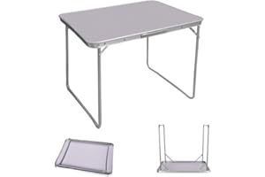 Qimu Leichter Aluminium-Klapptisch, tragbarer Camping-Picknick-Tisch, Outdoor-Klapptisch, faltbarer Gartentisch für Camping, Party und Picknick, geeignet für den Innen- und Außenbereich (Weiß, 80 cm)