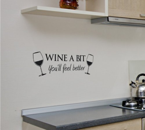 Cols Decals UK vinile da parete motivo con citazione WINE A BIT KITCHEN - 1