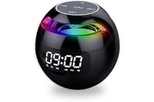 aiworth Wireless Bluetooth Speaker Alarm Clock - 2-in-1 Digital LED Display Dual Alarm Clock Hi-Fi Bluetooth 5.0 Speaker - Portable Clock Radio Bedside Lamp with RGB Colorful Night Light