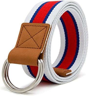 VEASTI Fashion Fabric Unisex Double Loop Buckle Casual Long Weave Canvas Belt (120cm BHB)