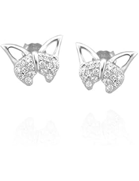 SOFIA MILANI Damen & Kinder Ohrringe Ohrstecker Schmetterling 925 Sterling-Silber mit 32 Zirkonia + Geschenkbox...