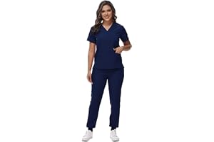 XUCZHAI Scrubs Uniform Doctor And Nurse Uniform Dental Pediatrisk Snabbtorkande Tjänster Set, BLÅ, XL