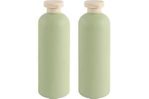 KOVEN 2 st flip-skydd påfyllningsflaska, gröna påfyllningsbara reseflaskor för schampo balsam lotion, 400 ml