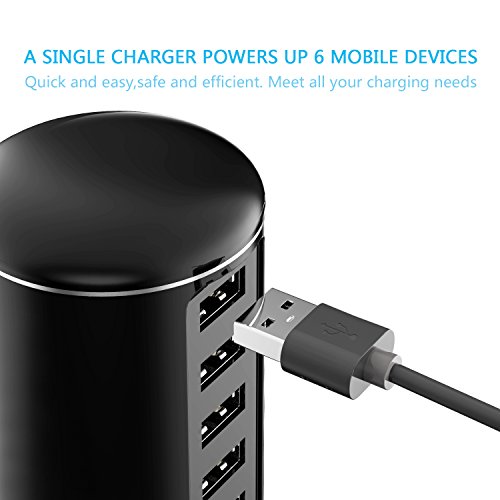Jelly Comb USB Ladegerät 6-Port mit SI (Smart Identifikation) Technologie für iPhone, iPad, Samsung Galaxy, Nexus, HTC, Motorola, LG und weitere (Schwarz) - 7