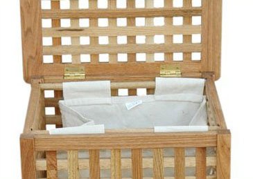 KMH®, Wäschekorb aus massivem, geölten Walnussholz (#205065) - 3