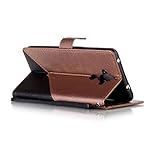 FESELE Vintage Lederhülle für [Huawei Mate 9] Flip Case, Color Blocking Hülle Leder Tasche Abdeckung für Huawei Mate 9 Frosted effects Strap Lanyard Design Brieftasche Kartenfach Ledertasche Handyhülle mit Standfunktion und Magnetverschluss Wallet Klapphülle Cover für Huawei Mate 9 + Blau Eingabestift Stylus Touch Pen-schwarz + Braun - 4