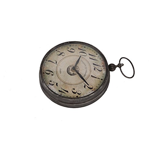 NIKKY HOME Wandbehang Uhr mit Handgriff -Taschen-Uhr-Design für Wohnzimmer Badezimmer Dekoration Vintage Distressed Finish Metall - 3