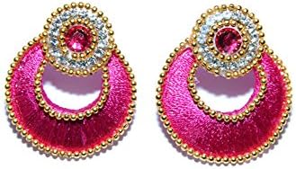 Handmade Silk Thread Fashion Earrings Stud / Push back Various Colours / Designs (Pink)