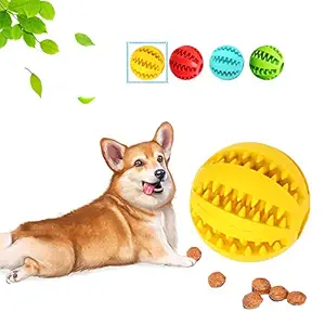 Tenmon Dog Toy Ball Interactive Dog Puzzle Toy, Suitable for Small Medium Dogs, Pet Teeth Cleaning/Playing/Chewing(Yellow)