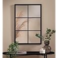Biznest Window Style Wall Mirror Durable Frame Indoor/Outdoor Living Collection Rectangular Wall Mirror 50X76Cm (Black)