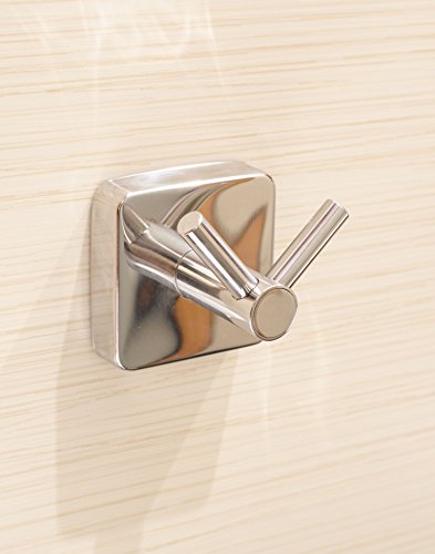 Kapitan Quattro Doppelhaken Doppelt Handtuchhaken V2A 18/10 Edelstahl Quadratischer Stil Wandmontage Made in der EU, 20 Jahre Garantie - 2