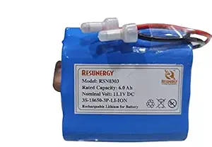 RESUNERGY 12v 6ah Lithium ion Rechargeable Battery Pack 3S3P 11.1v-12.6v 6ah, Compatible for CCTV Camera,DVD,PC Project,Home Light System and for Backup Storage