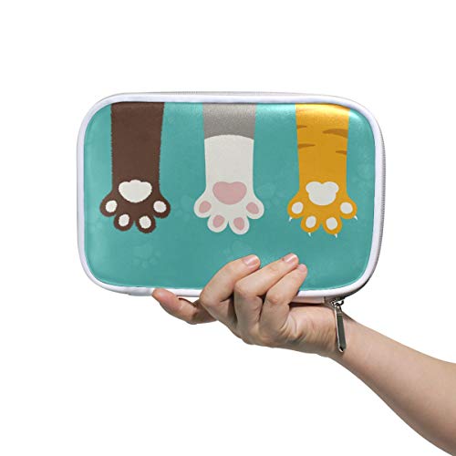 Preisvergleich Produktbild Lustige süße Tier-Hunde- und Katzenpfotenabdruck-Stifttasche Federmäppchen, multifunktionaler Reißverschluss, Reisetasche, Make-up-Pinsel, Kosmetiktasche für Kinder, Studium, Frau, Mann, Arbeit