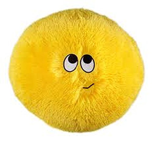 Flauschn Kuschel-Kissen Kinderflauschkissen mit lustigem Gesicht Durchmesser 35 cm super kuschelweich (gelb)