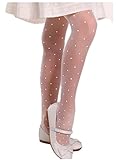 Girls Tights 20 Denier Sheer Polka Dots Pattern White Or Ivory Cream