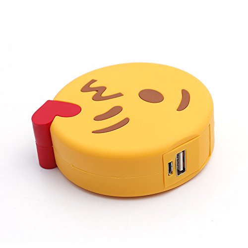 iProtect Emoji-Powerbank 2000mAh Externes Ladegerät im Kussmund-Emoji-Design für Smartphones und andere Geräte mit USB-Anschluss – inklusive Micro USB-Ladekabel - 6