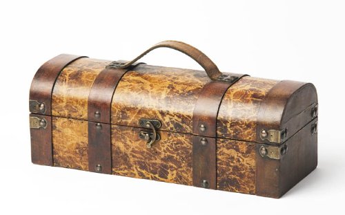 True Fabrications Distressed Wood Wine Box Single Bottle Wine Holder by True