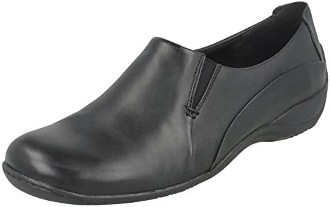 Ladies Clarks Coffee Cake Black Leather Loafers Size 6