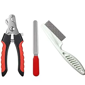 RvPaws Dog Grooming Combo of Nail Cutter Large with Clipper and Flea Comb for Dogs, Puppies, Cats, Rabbit Nail Cutter Large with Clipper and Flea Comb