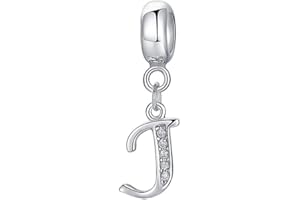 YIRONG JEWELRY 925 Sterling Silver Letter Charm - Alphabet & Initial Charms, Anniversary & Words Charm - Fits for Pandora Bracelet