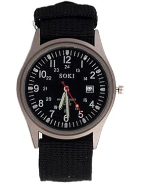 SOKI Quarz Militaerarmee Sport Mann Armbanduhr Zifferblatt Kalender Uhren Legierung Schwarz