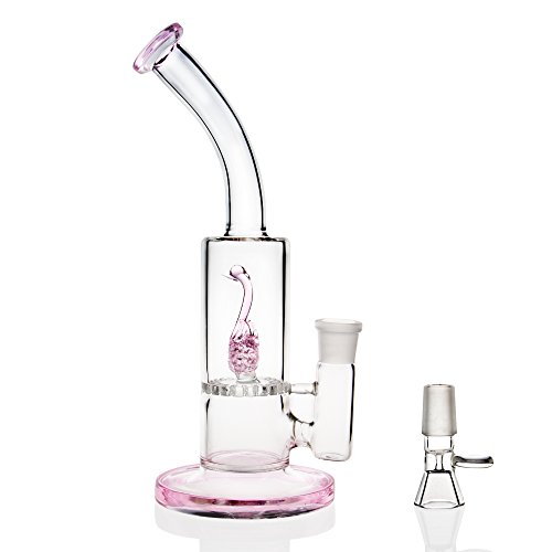 REANICE Recycler Glas Bongs transparente wasser bong 18.8mm bong schüssel höhe 26cm direkt glas rohre honigwabe zweig bongwasser bohrinseln pfeife großen bongs – glas mit zubehör pink - 3