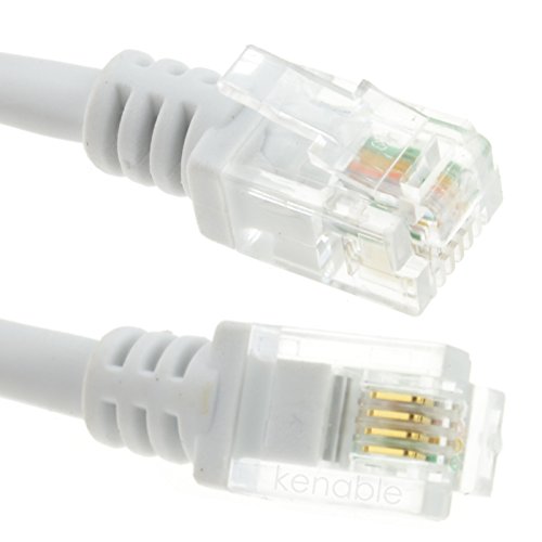 kenable 000638 Cable telefónico 10 m Blanco - Cable para teléfonos fijos (10 m, RJ11, RJ11, Blanco, Male Connector/Male Connector)