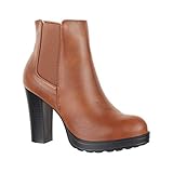  Elara Damen Stiefelette Trendige Ankle Boots  Chunkyrayan Neu-BK3237 Camel-39