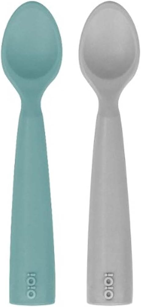 OiOi Nam Nam 2'li Silikon Mama Kaşığı Aqua Green-Powder Grey
