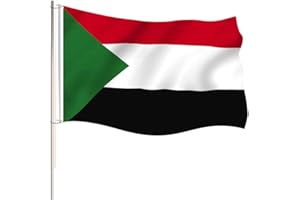 HOLLYLIFE 5ft x 3ft Sudan Flag 90 x 150cm Sudan National Flag with Two Brass Grommets Large Flag of Sudan for Festival Party Sport Events Gardens Home Indoor and Outdoor Decoration