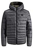 jack jones daunenjacke Steppjacke mit Kapuze Jack & Jones NOS Herren Jjebomb Puffer Hood Noos Bomberjacke, Grau Asphalt, Medium (Herstellergröße: M)