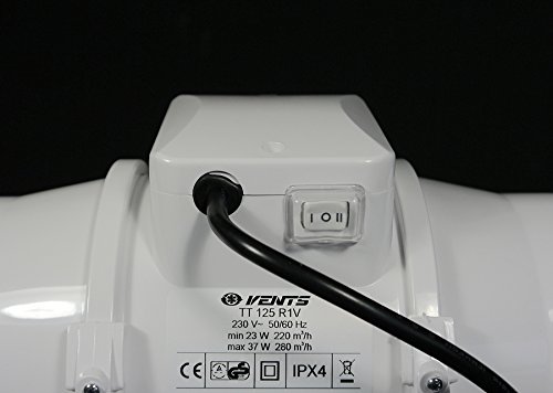 Ventilution TT 125 Mixed In-Line Lüfter 220 – 280m³/h, 125mm Anschluß/Flansch, Rohrventilator 2-Stufig, Axialrohrlüfter, Ablüfter, Belüfter, Badlüfter - 3