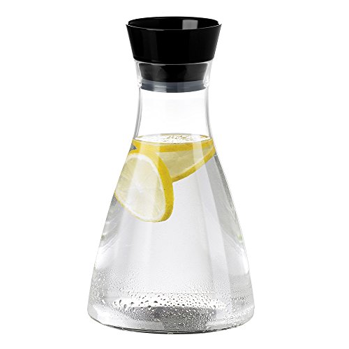 Emsa 509683 Wasserkaraffe mit Kühlelement, 1 Liter, Automatische Verschlussklappe, Kunststoff, Schwarz, Flow Friends - 2