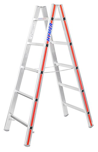 HYMER Sprossenstehleiter beidseitig begehbar, 2x5 Sprossen, 402310