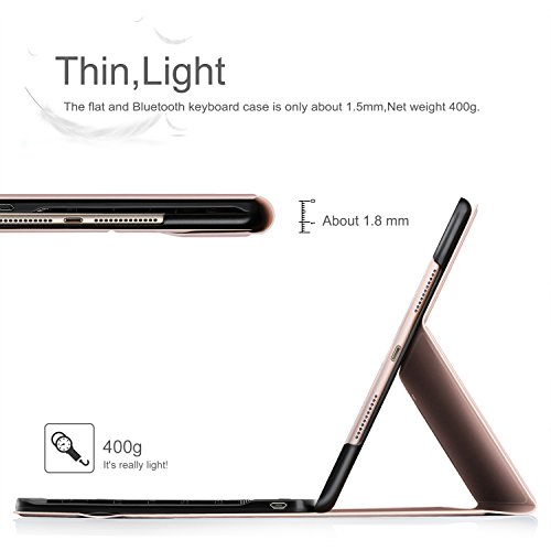IVSO iPad Pro 10.5 QWERTZ Tastatur, Abnehmbare Wireless Bluetooth Tastatur Schutzhülle mit Standfunction Für Apple iPad Pro 10.5 Tablet, Rosegold - 6