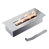 H x B x T: 5,2 x 22 x 9 cm Ethanol Brenner (S) mit sicherem Brennsystem, Edelstahl, Ethanol Kamin, Silber