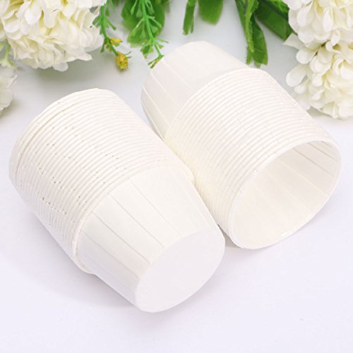 KING DO WAY 50 Stueck cupcake Papier Muffinfoermchen Backfoermchen Gebaeckfoermchen Wrapper cupcake Weiss 6.3 x 4.8 x 3.6cm - 4