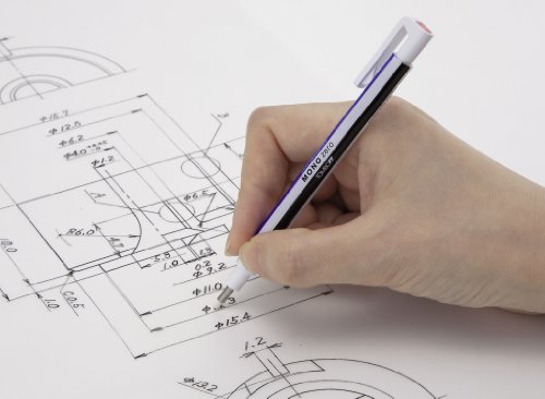 Tombow EHR-KUR Präzisionsradierer MONO zero und Nachfüllung runde Spitze, 2.3 mm Durchmesser, weiß/blau/schwarz - 3