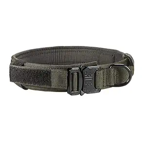 Motusamare Tactical Dog Collar Adjustable Military Training Collars with Control Handle Quick Release Metal Buckle 1.5